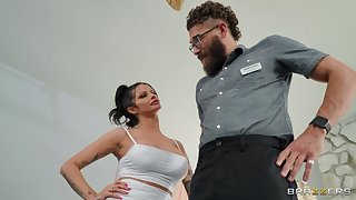 Busty mature mom in home POV anal action with the delivery guy